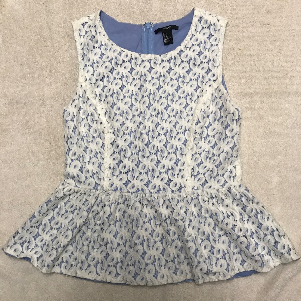 Forever 21 Lace Sleeveless Peplum Top